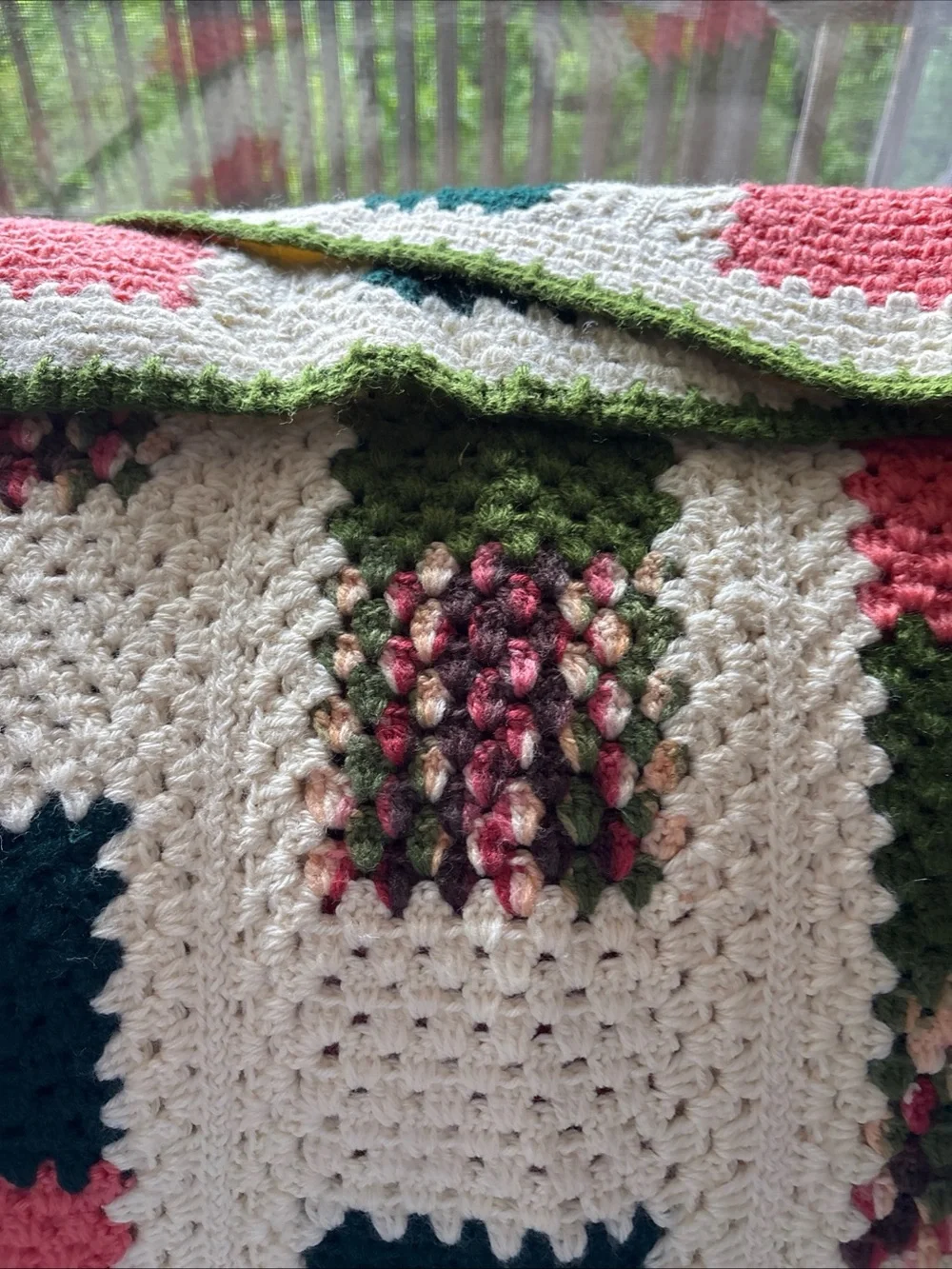Handmade Beautiful Colors  Granny Square Afghan 61”x37” - Picture 4 of 5